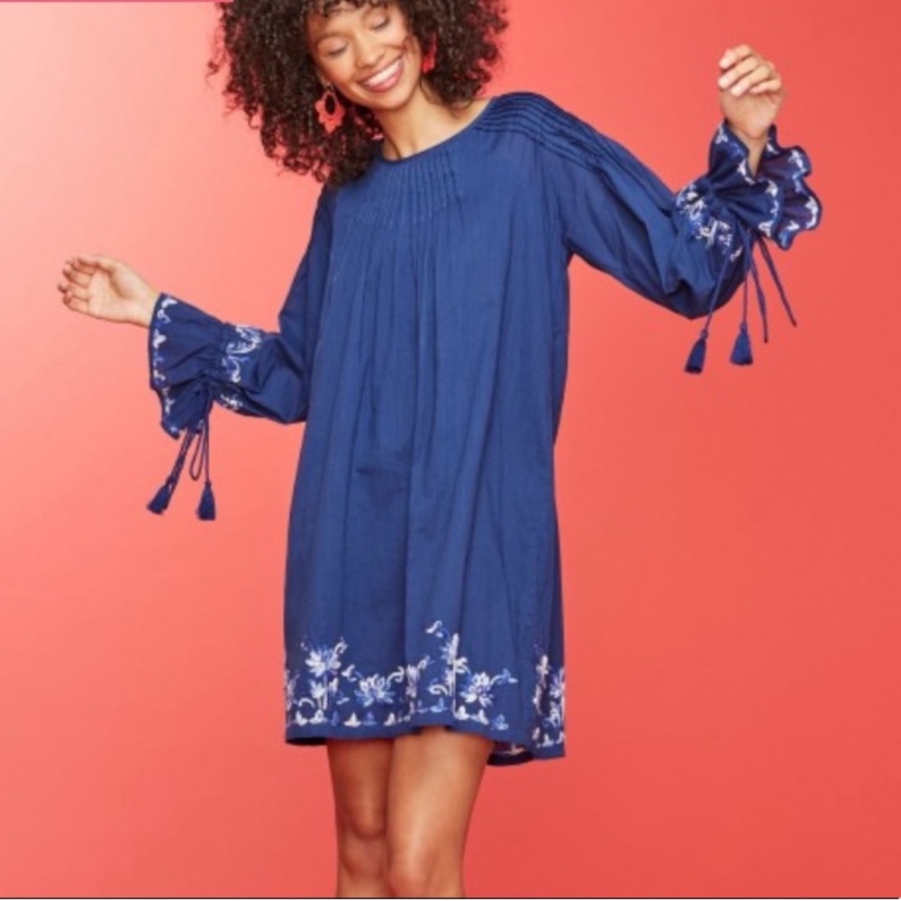 Roller Rabbit Lotus Embroidery Juniper Dress in Blue